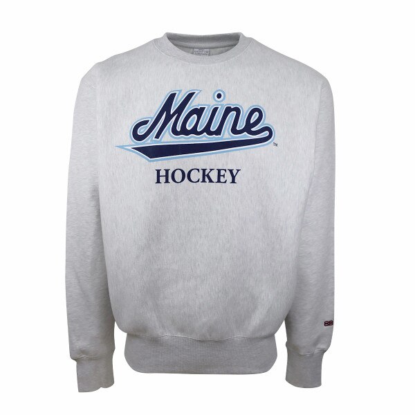 Maine Script Hockey Reverse Weave Crewneck